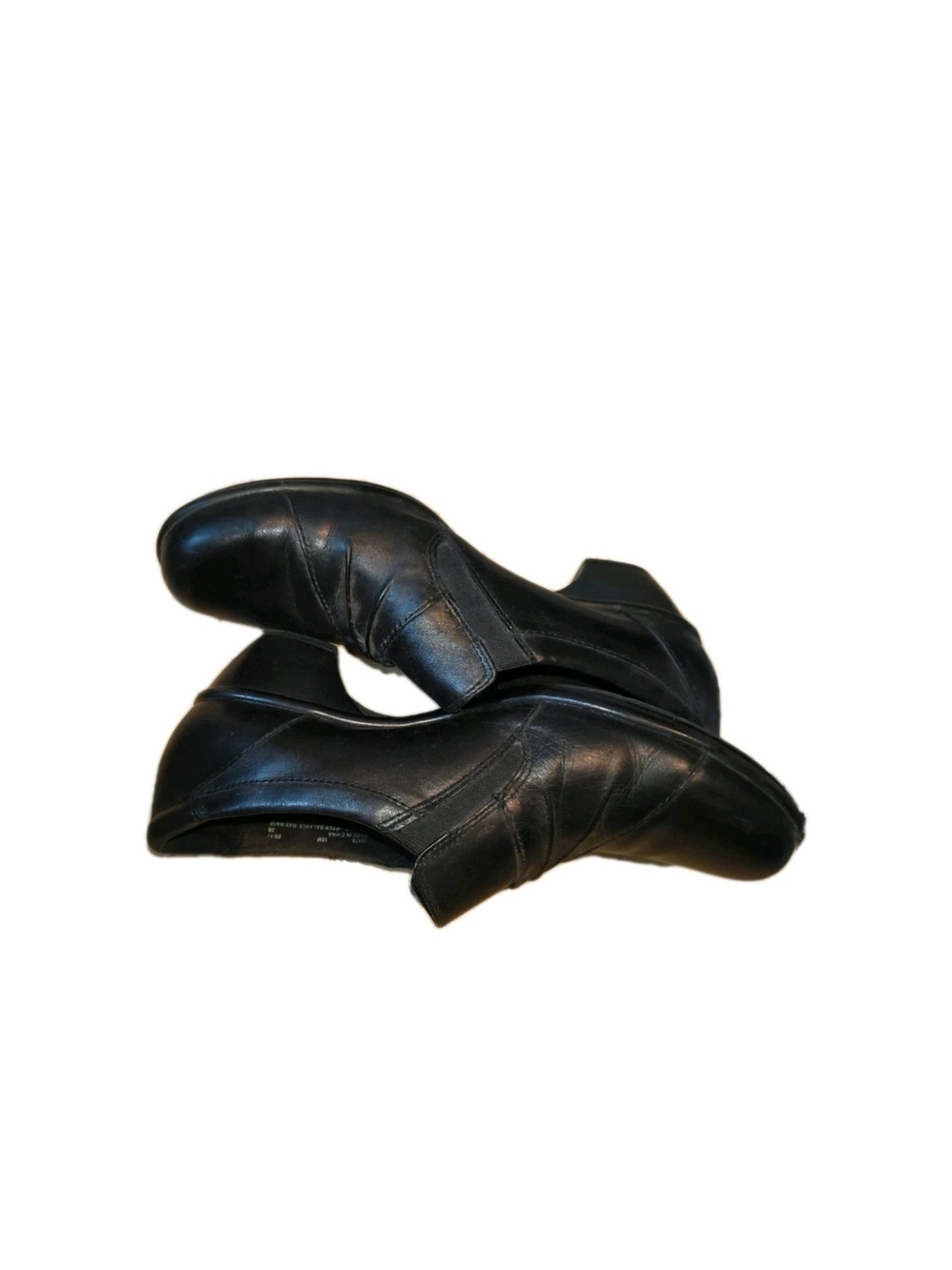 Clarks Black Leather Platform Slip-On Heels